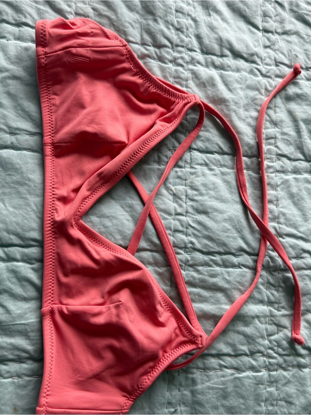J. Crew Coral Pink Triangle String Bikini Top & Ed Hardy Bikini Bottom